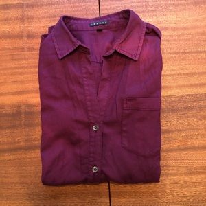 Theory Nikala Kenly Oxford Plum Button Up